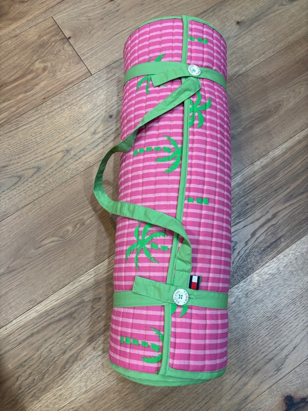 Tommy Hilfiger Pink & Green Palm Print Beach or Yoga Mat and Pillow